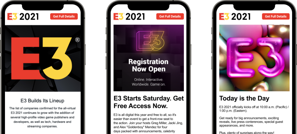 Mockups of the E3 interface on different devices