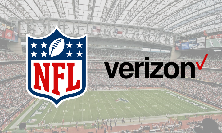 Verizon and NFL logo with an NFL stadium at the background